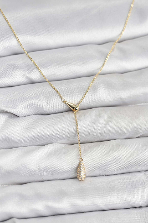 Brass Gold Color Elevator Drop Model Women's Necklace - Tj-Bko10799