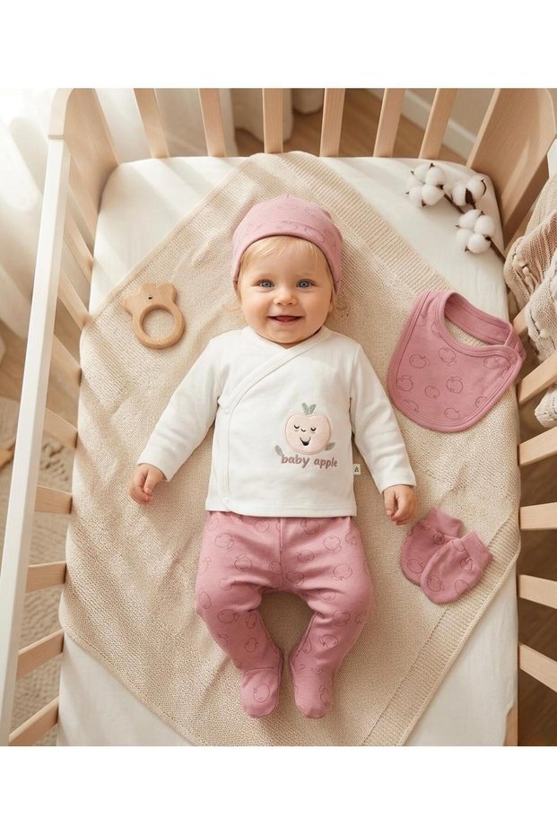 Newborn Baby Girl Baby Boy Hospital Discharge Set 5-Piece Set 100% Cotton Organic 0-3 Months Snap Fastener Double-Breasted