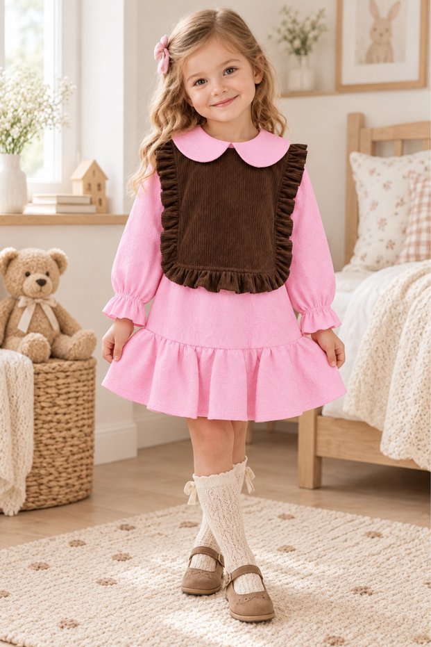 Children's Dress and Sweater Set Double Set Cotton Baby Collar
