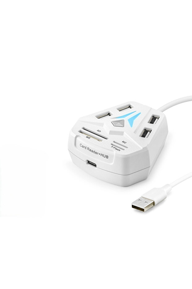 USB Hub Card Reader 8 Ports White A068W