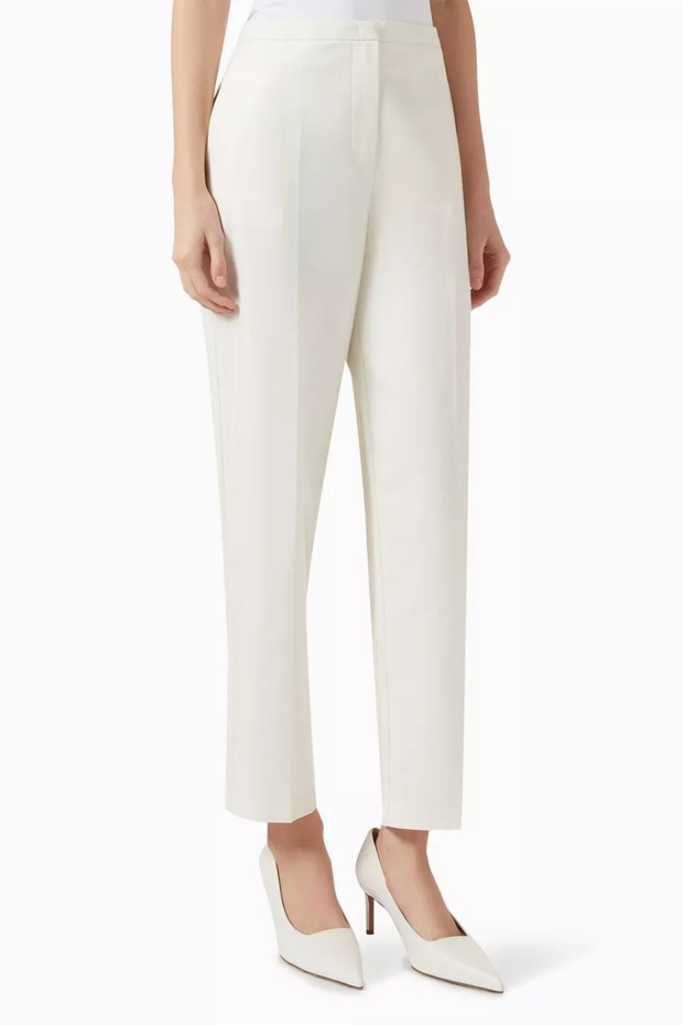 Cotton Straight Leg Women's Trousers, Comfortable Elegance with Pockets, Cream