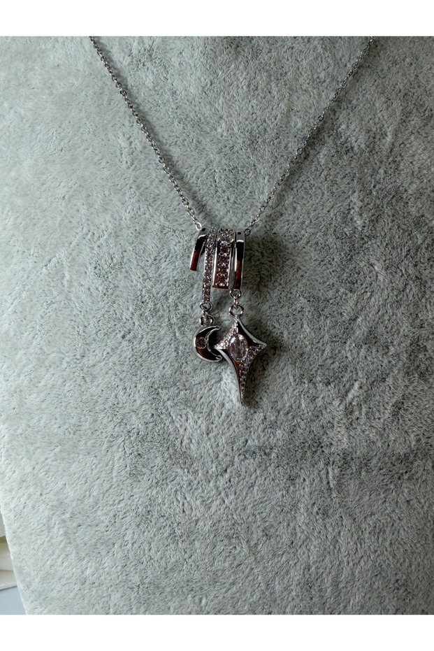 Steel Necklace Star Model Zircon Stone Moon