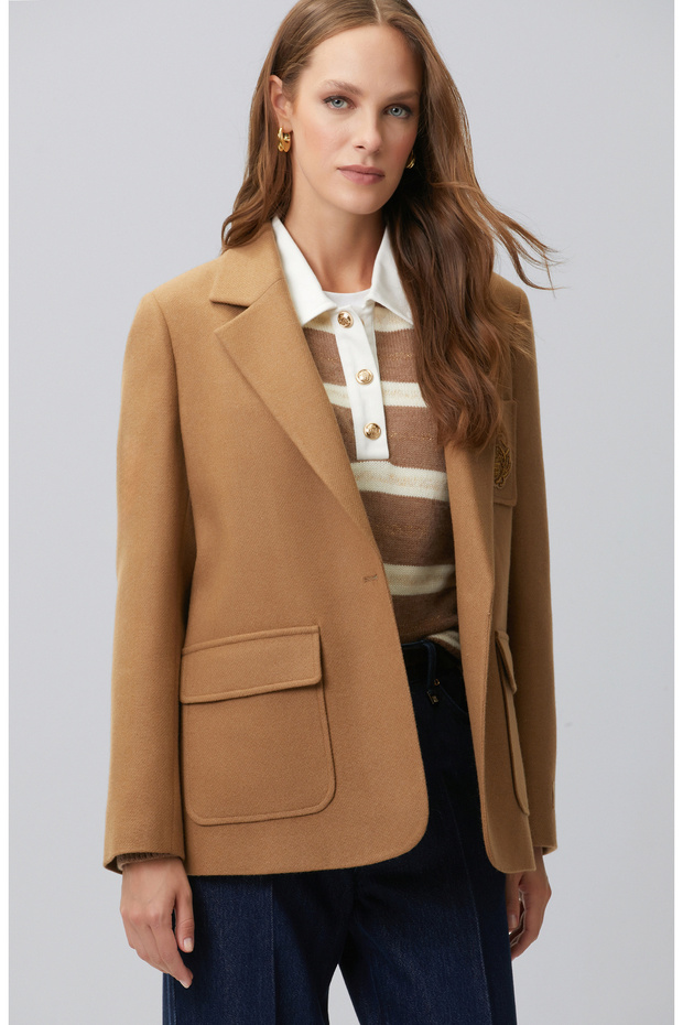 Camel Yün Karışımlı Ceket