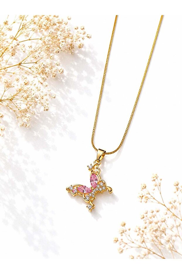 Anti-Tarnish Gold Tone Butterfly Pendant Necklace