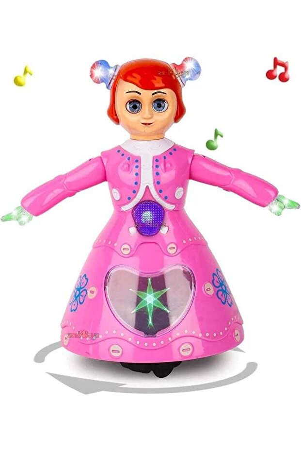 Dancing Princess Doll Toy with Music, Flashing Lights & 360° Rotation for Kids