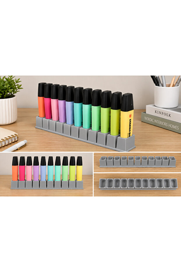 10-Compartment Highlighter Pen Holder – Desktop Pen Organizer and Organizer Stand