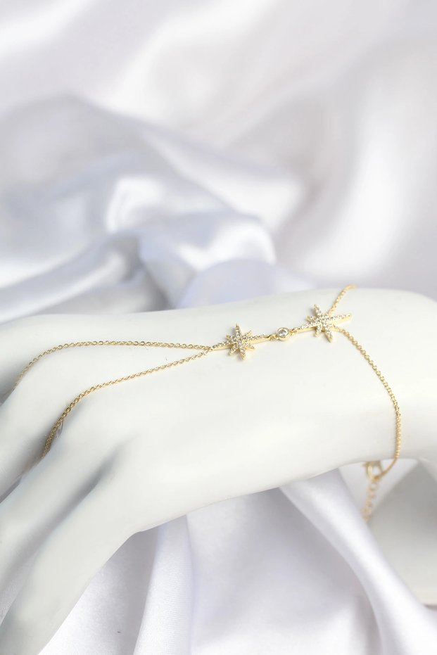 Brass Gold Color Pole Star Model Zircon Stone Shahmeran Tj-Sn797