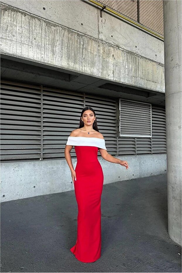 Madonna Fish Evening Dress Collar Cutout