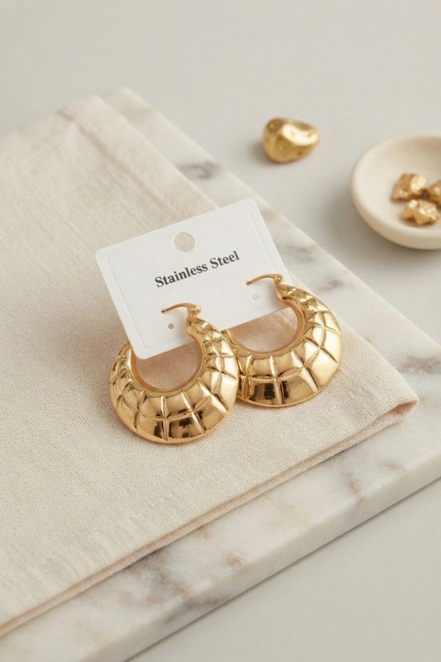316L Steel Gold Color Bohemian Hoop Model Earrings Tj-Bkp12027
