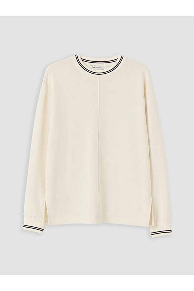 Özmarka New Season Ecru Soft Touch Striped Women's Sweatshirt