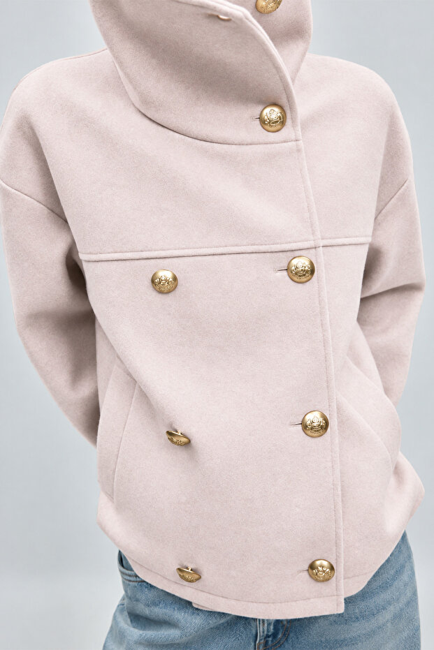 High Collar Anti-Pilling Fabric Women's Cashmere Coat Jacket