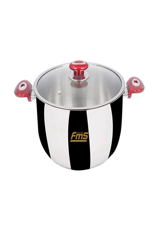 20 cm Ideal Steel Deep Pot Red | 3.3 L | 18/10 Stainless | Induction Base | 304 Quality
