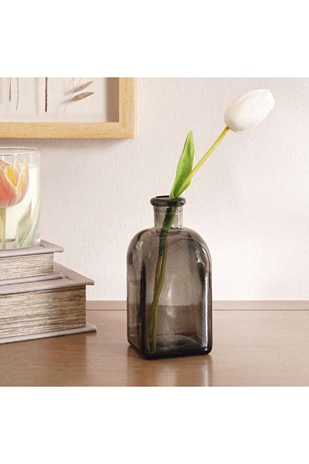 Dora Recycled Glass Vase 6x6x14cm - Grey
