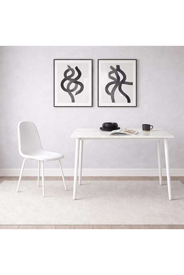 Arith 1+4 Dining Set Sintered Stone - White & Cream