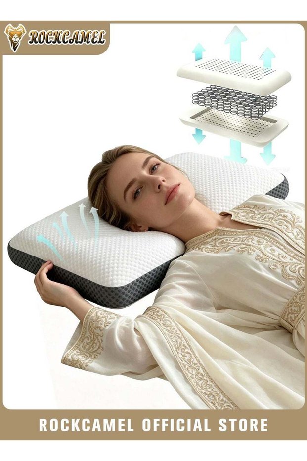 Spring Memory Foam Pillow, Super Breathable Durable Neck Support Pillow, Cervical Support