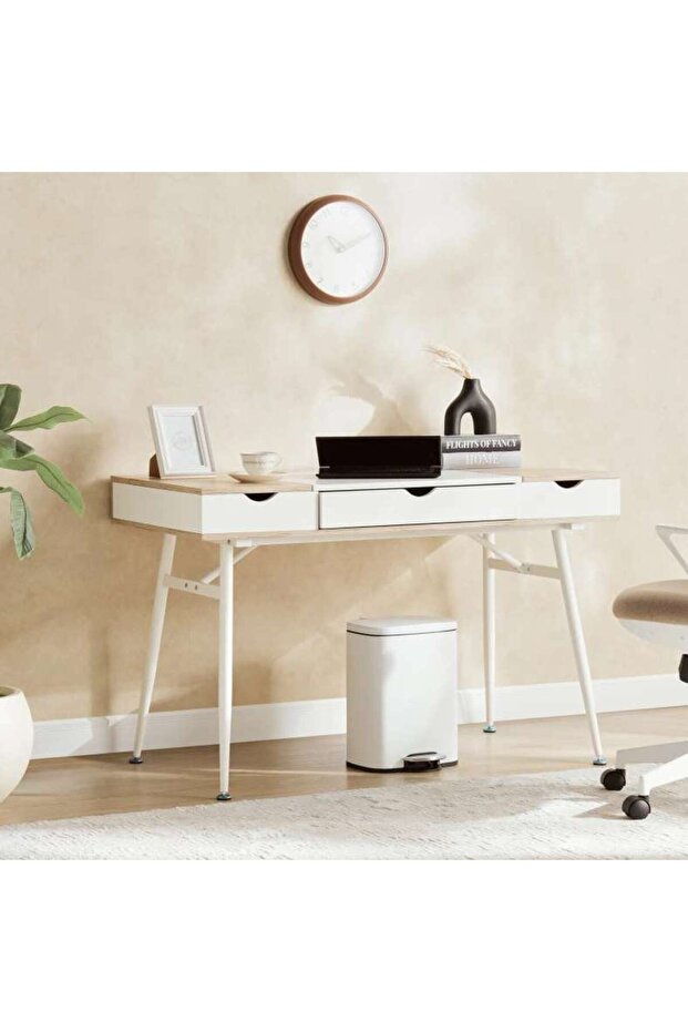 Danica Study Desk Melamine - Natural & White