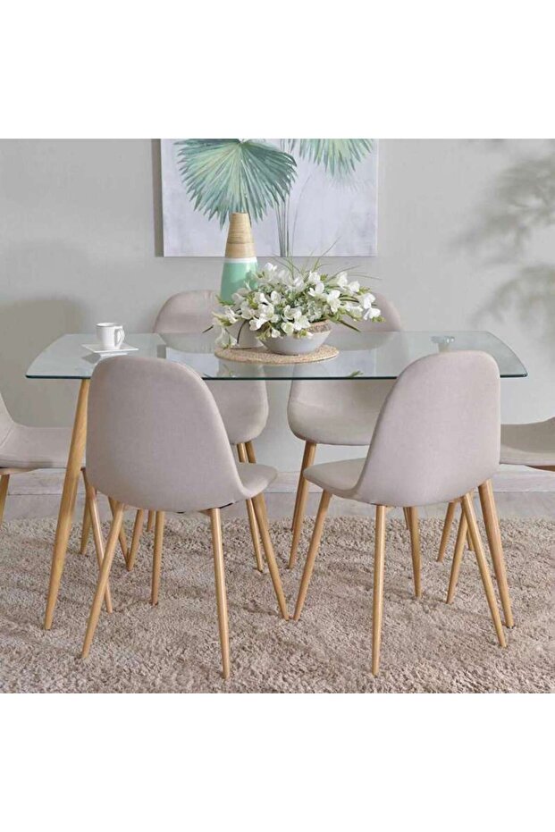Kenston 1+6 Dining Set - Clear Beige