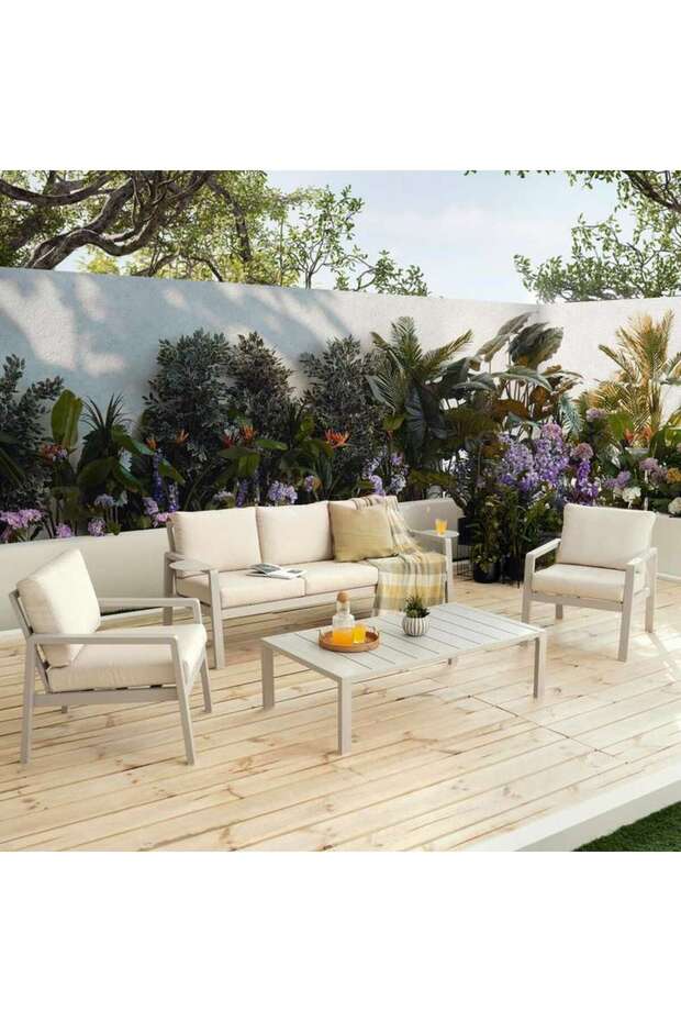 Elegant Outdoor Sofa Set 3+1+1+coffee Table - Beige