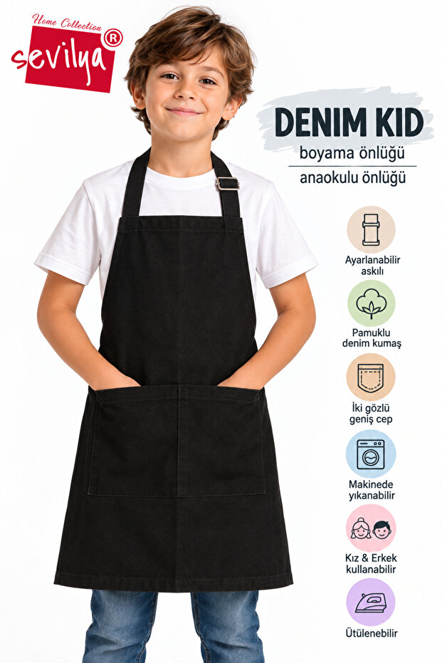 Denim Kid Denim Fabric Painting Apron Picture Apron Kindergarten Apron Children's Denim Kitchen Apron