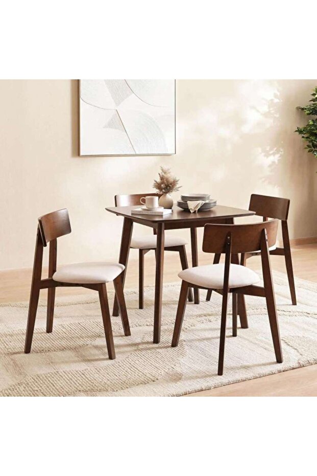 Zion 1+4 Dining Set Solid Wood - Brown Grey