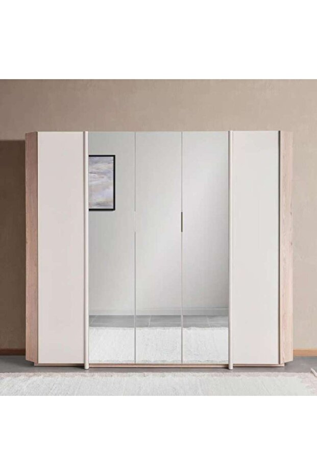 Paris 6 Door Wardrobe - Cream