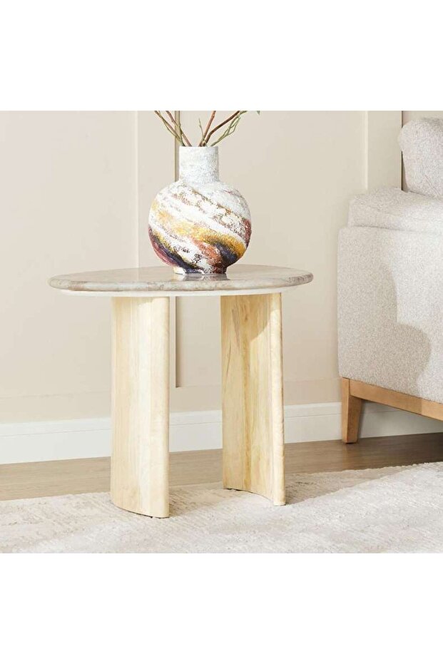 Minero End Table Marble - Grey & Natural