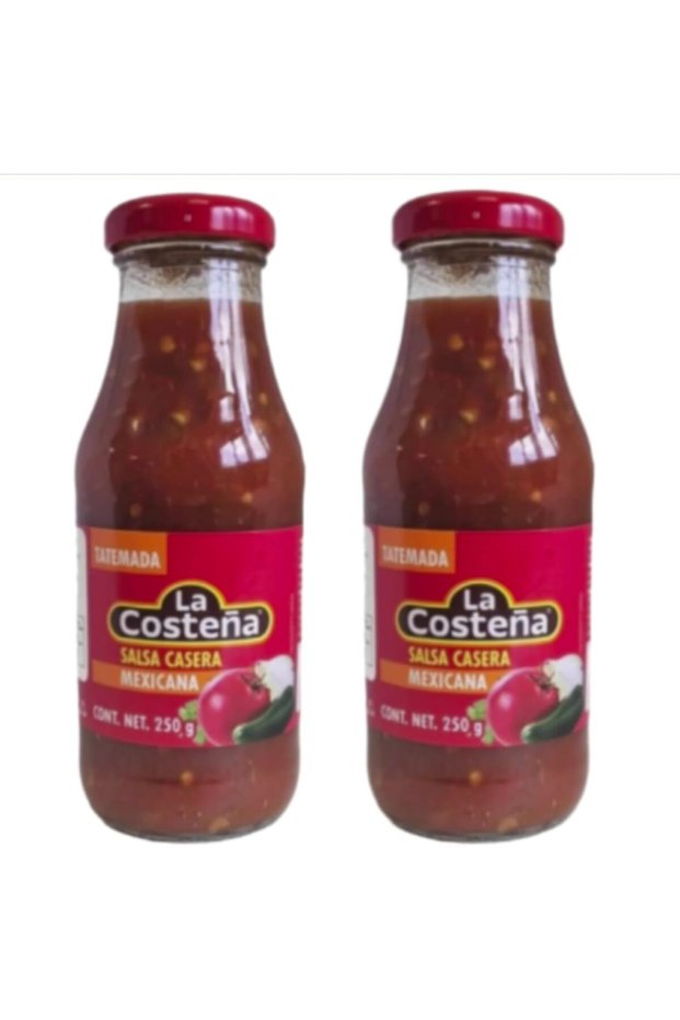 Salsa Casera - Pack of 2 x 250ml - Homemade Mexican Tatemada Sauce - Hot Salsa Sauce for Nachos, Chunky & Spicy for Nachos, Tacos, and Dip for Your Favorite Snacks.