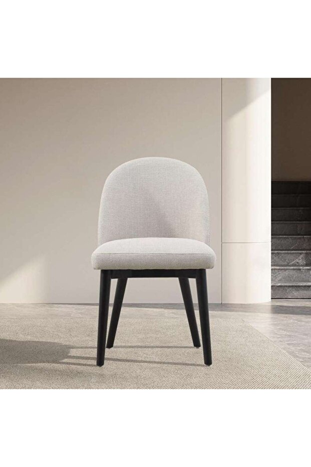 Orion Dining Chair Fabric - Light Grey & Black