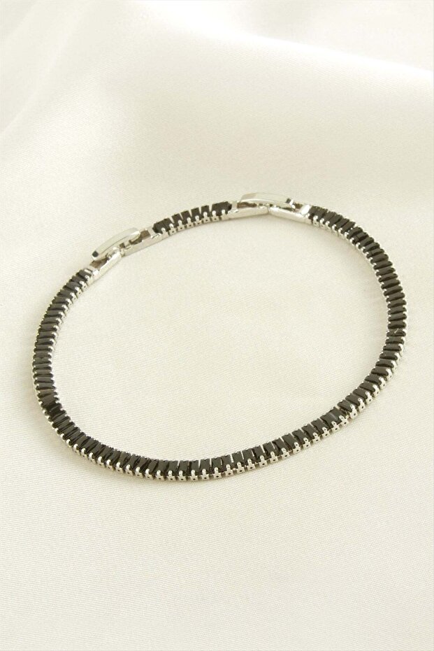 Baguette Stone Chain Steel Bracelet
