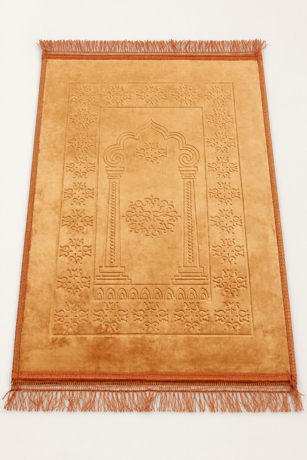 Soft Velvet Textured Prayer Mat - Patterned Tufted Prayer Mat