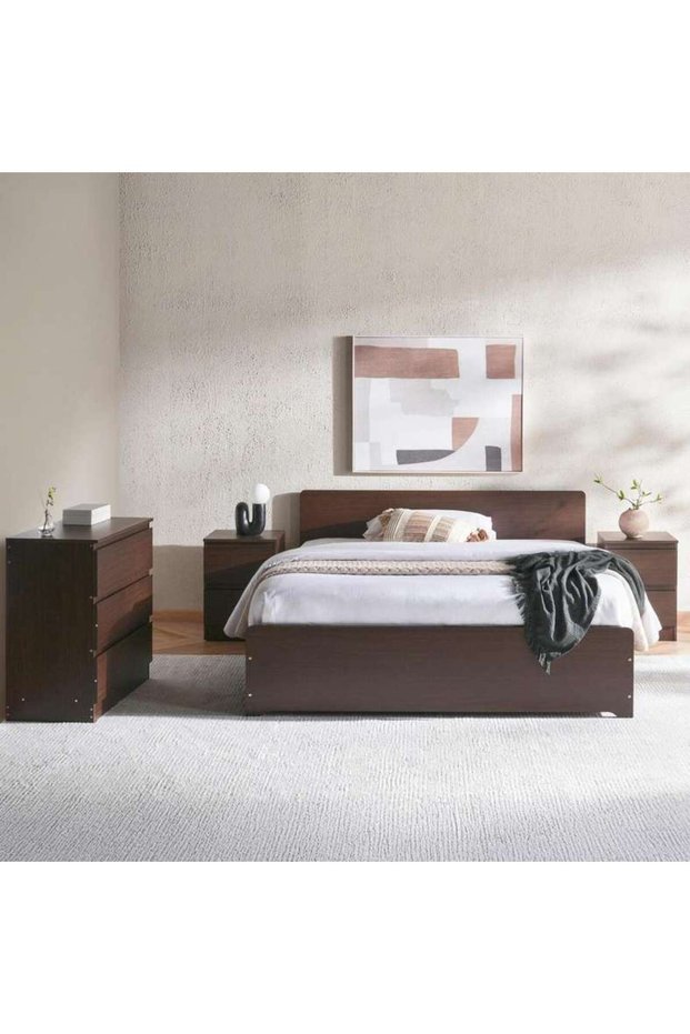 طقم غرفة نوم مالمو 4 قطع 160×200 - بني بلوط
