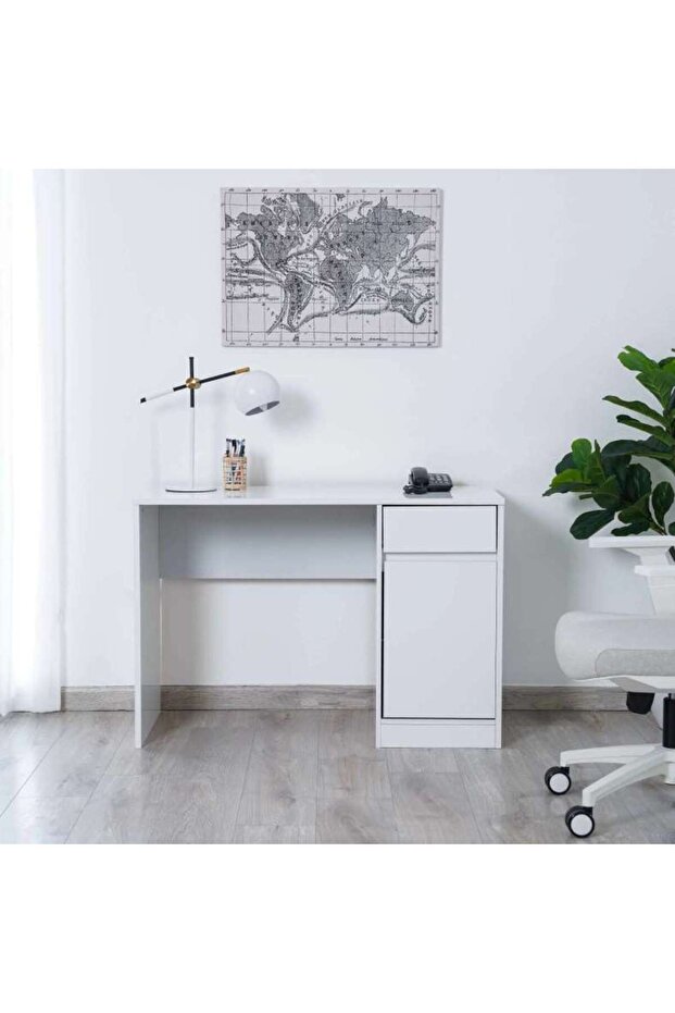 Adapt Writing Desk With Pedestal -white