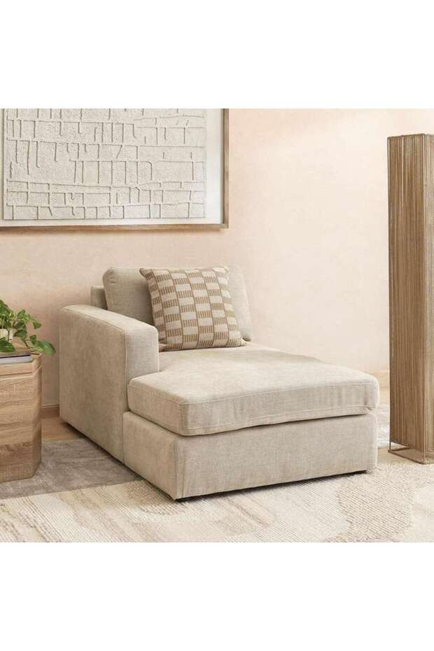 Reem Left Arm Modular Chaise- Beige