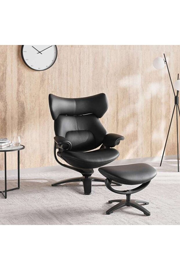 Groove Lounge Single Seater Sofa With Ottoman - Black
