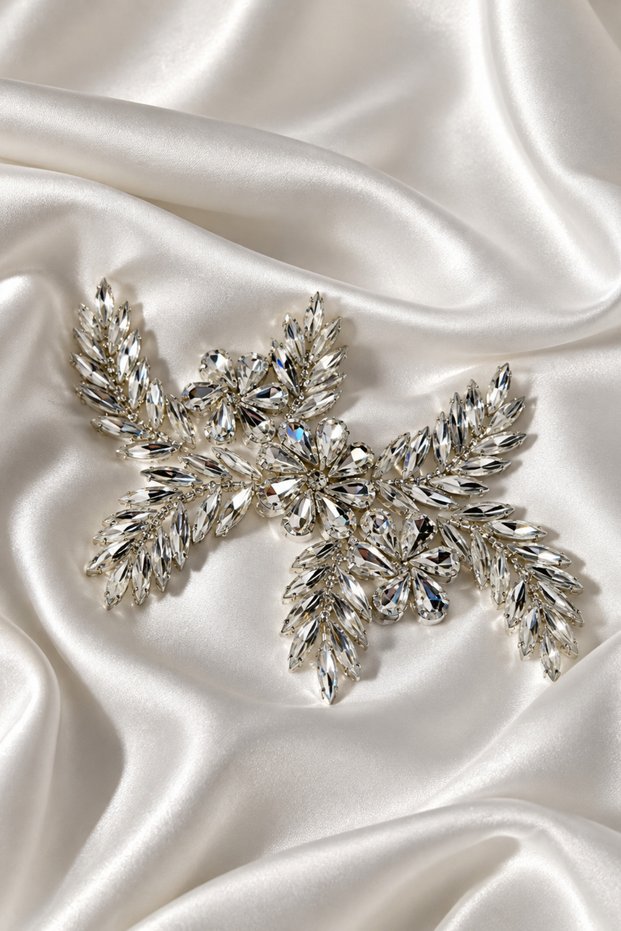 Crystal Stone Flower Motif Applique