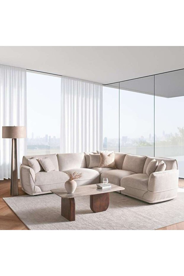 Hustler Corner Sofa Set - Beige