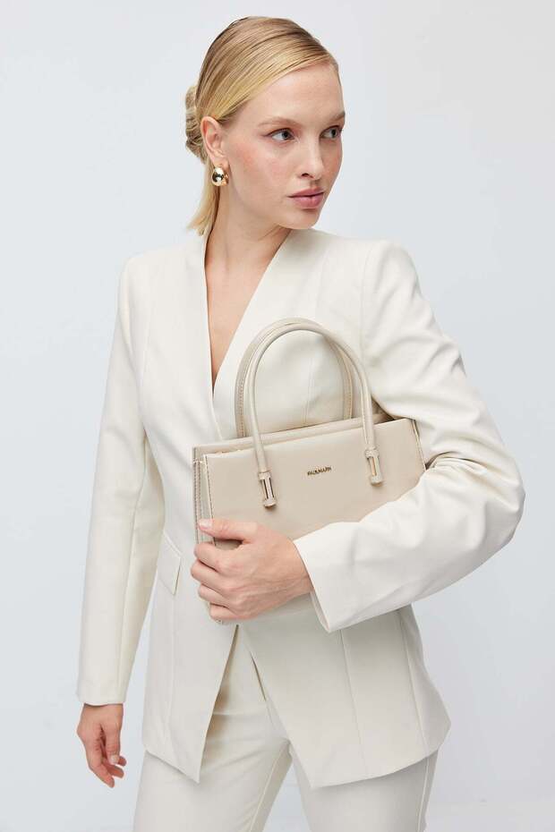 Women's Collarless V-Neck Single Button Blazer Jacket