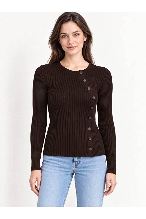Women's Knitwear Side Button Sweater
