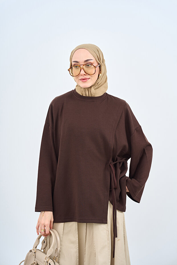 Women's Side Tie Tunic Brown