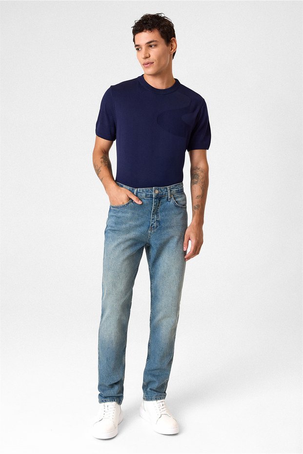 Light Navy Blue Denim Trousers