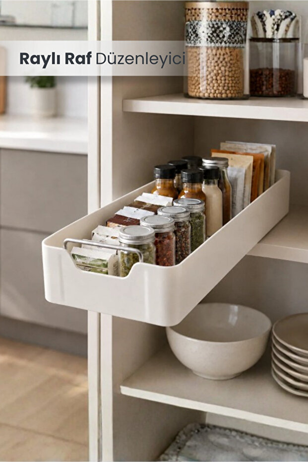 Small Size Multi-Purpose Rail Cabinet Drawer Organizer Sliding Kitchen Bathroom Pantry Organizer 1 Piece
