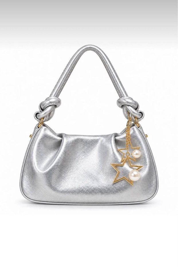 Women's Silver Star Charm Hand and Shoulder Bag