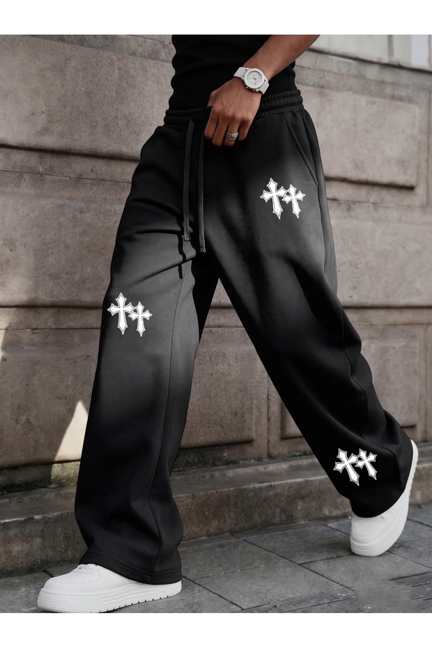 Printed (+) 3 Thread Threaded Winter Comfortable, Casual Baggy Sweatpants