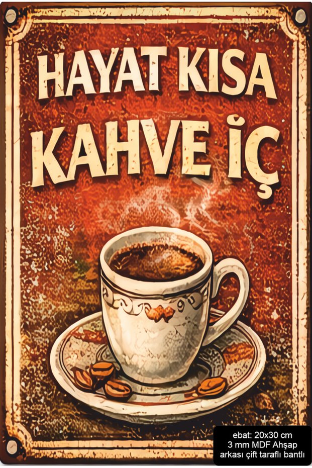 Life Is Short, Drink Coffee. Funny Humorous Sayings Wall Writing Mdf Painting Retro Wooden Poster