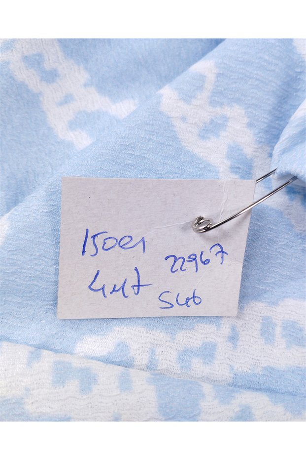 Patterned Thin Soft Crinkled Jersey Fabric in Blue and White Colors for Dresses & Blouses 150X200Cm