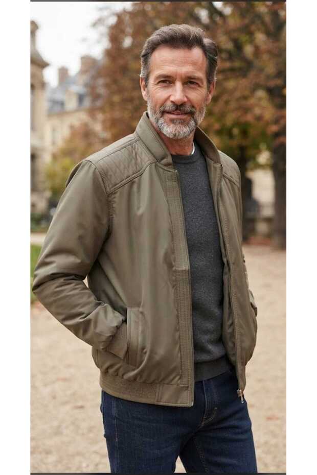 Haki̇m Yakali Seasonal Men's Coat with Ribbed Bottom (Elasticated) Lining