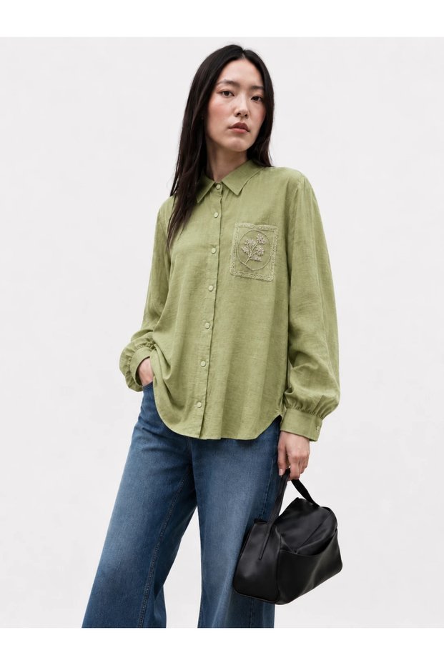 Lace Pocket Detailed Shirt