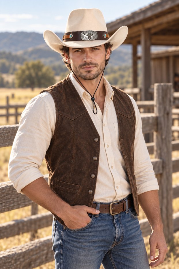 Unisex Cowboy Hat with Internal Adjustable Metal Buckle and Laces Western Women's Men's Hat