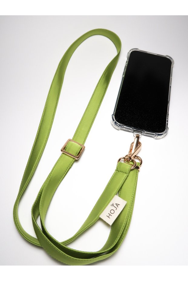 Phone Strap Compatible with All Phones - Green Colored Bag Strap - Matcha Satin