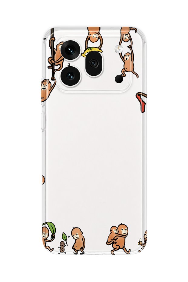 Honor 600 Pro Compatible Monkeys Patterned Transparent Phone Case